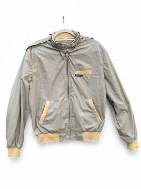 Members Only Beige Bomber Jacket with Cream Trim